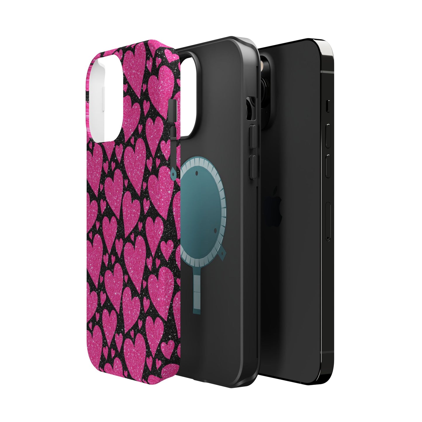 Glitter Hearts MagSafe iPhone Case