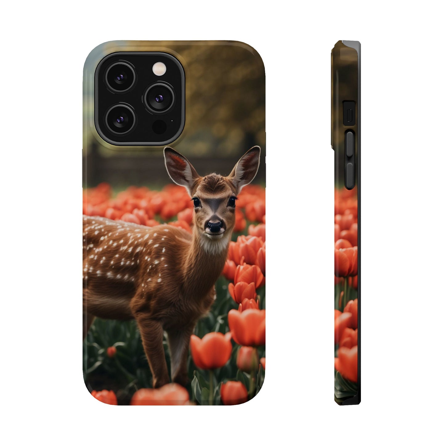 Fawn Among Tulips MagSafe iPhone Case