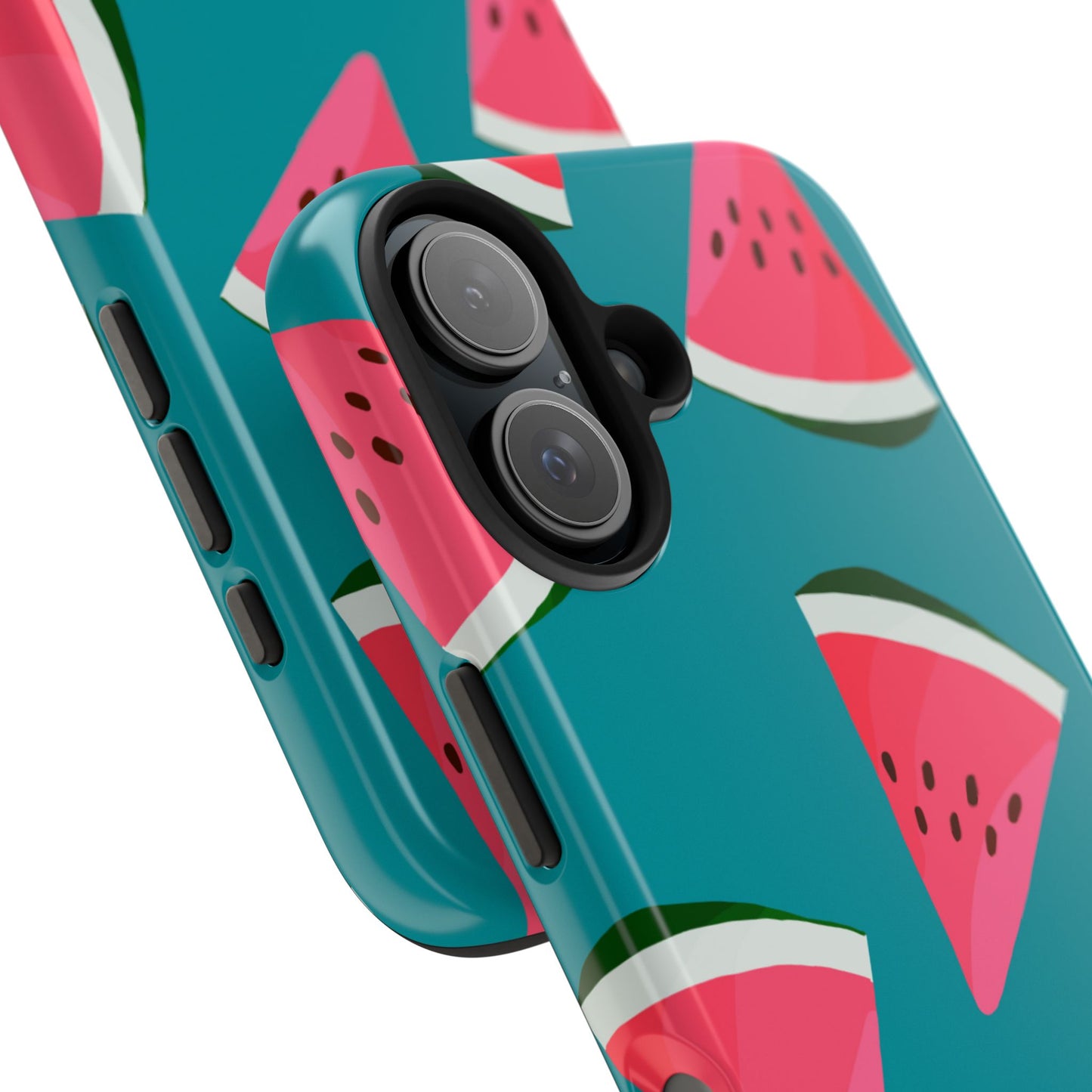 Watermelon Bliss iPhone Case – Vibrant Summer Fruit Design on Teal Background