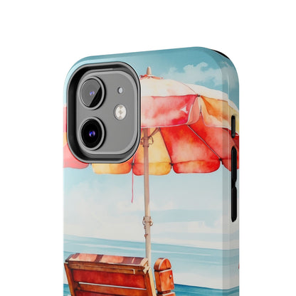 Beachfront Sunset Lounge iPhone Case – Vibrant Watercolor Design