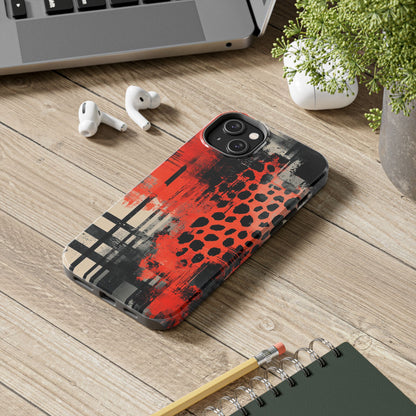 Cheetah Plaid iPhone Case – Red & Black Pattern