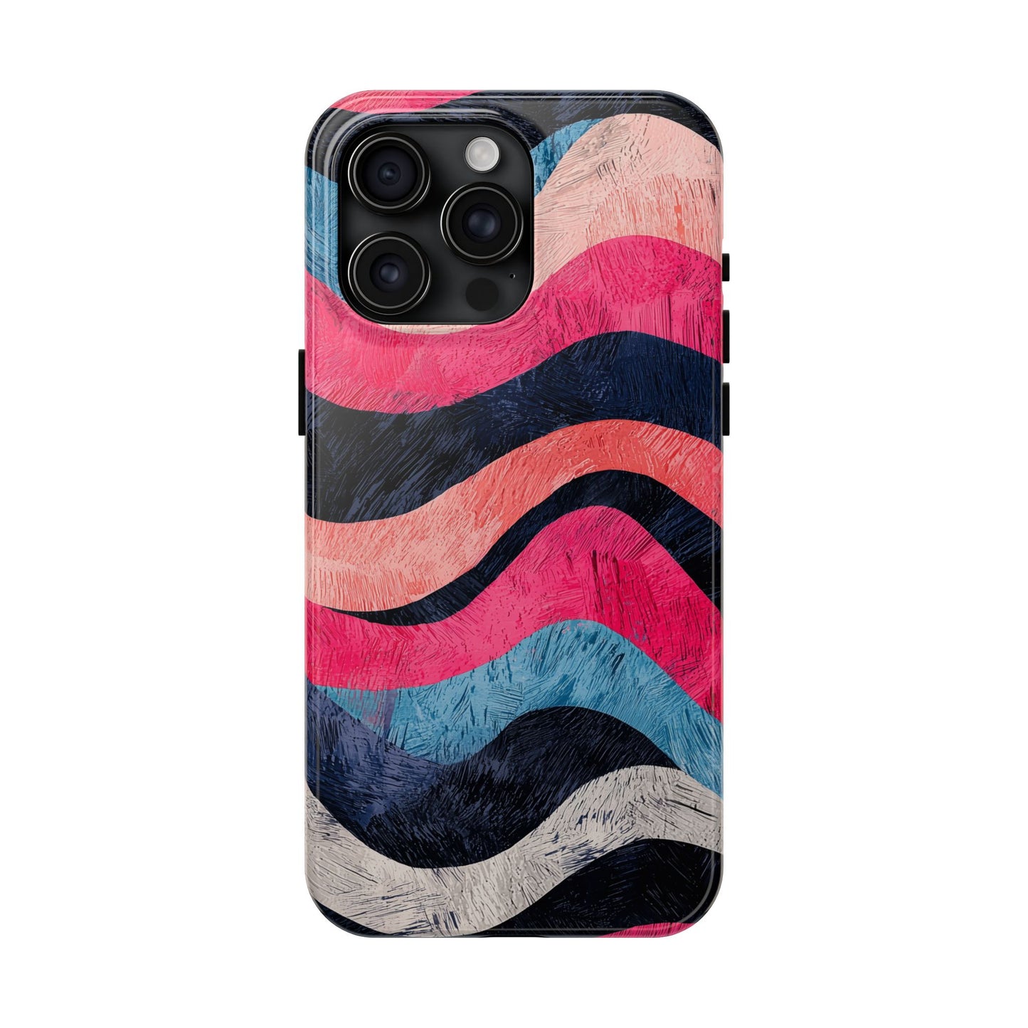 Abstract Wave Pattern iPhone Case – Shockproof, Matte Finish, Dual-Layer Protection