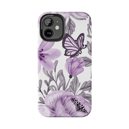 Lavender Bloom Butterfly iPhone Case – Delicate Floral Design with Watercolor Details