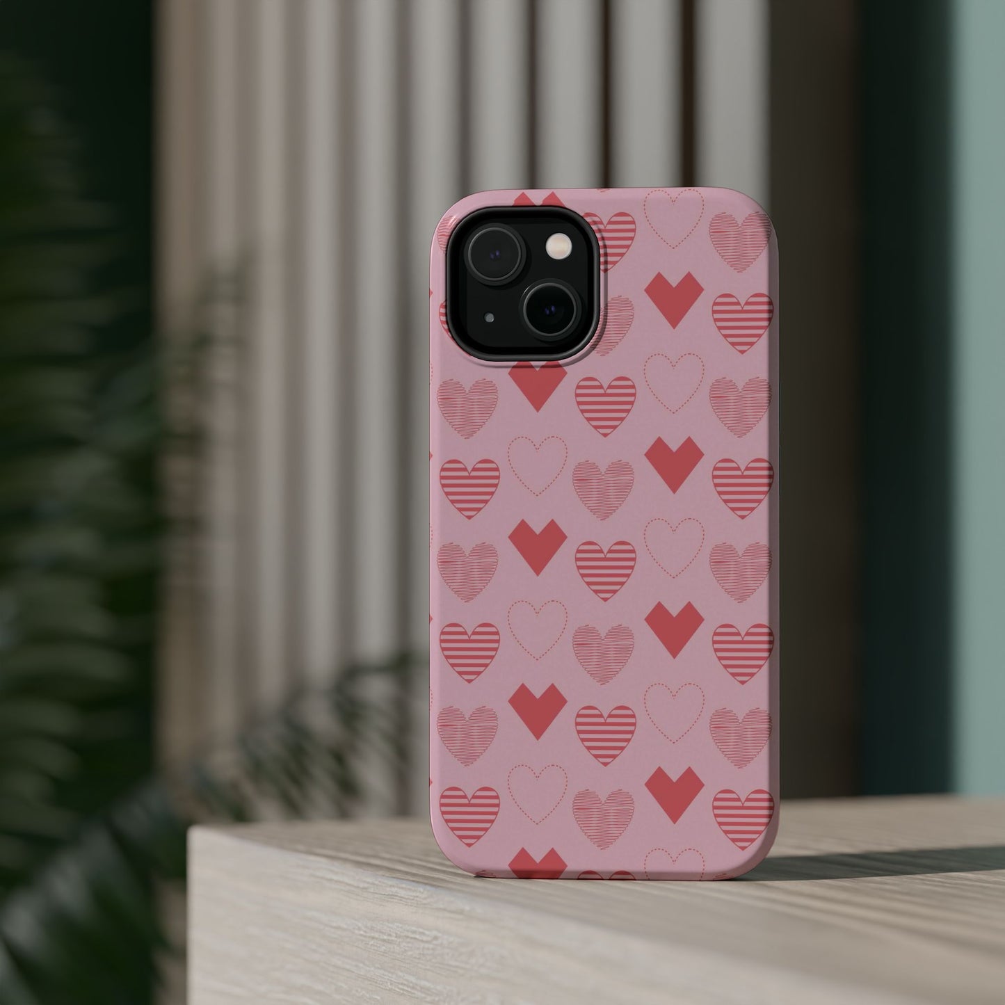 Striped Hearts MagSafe iPhone Case