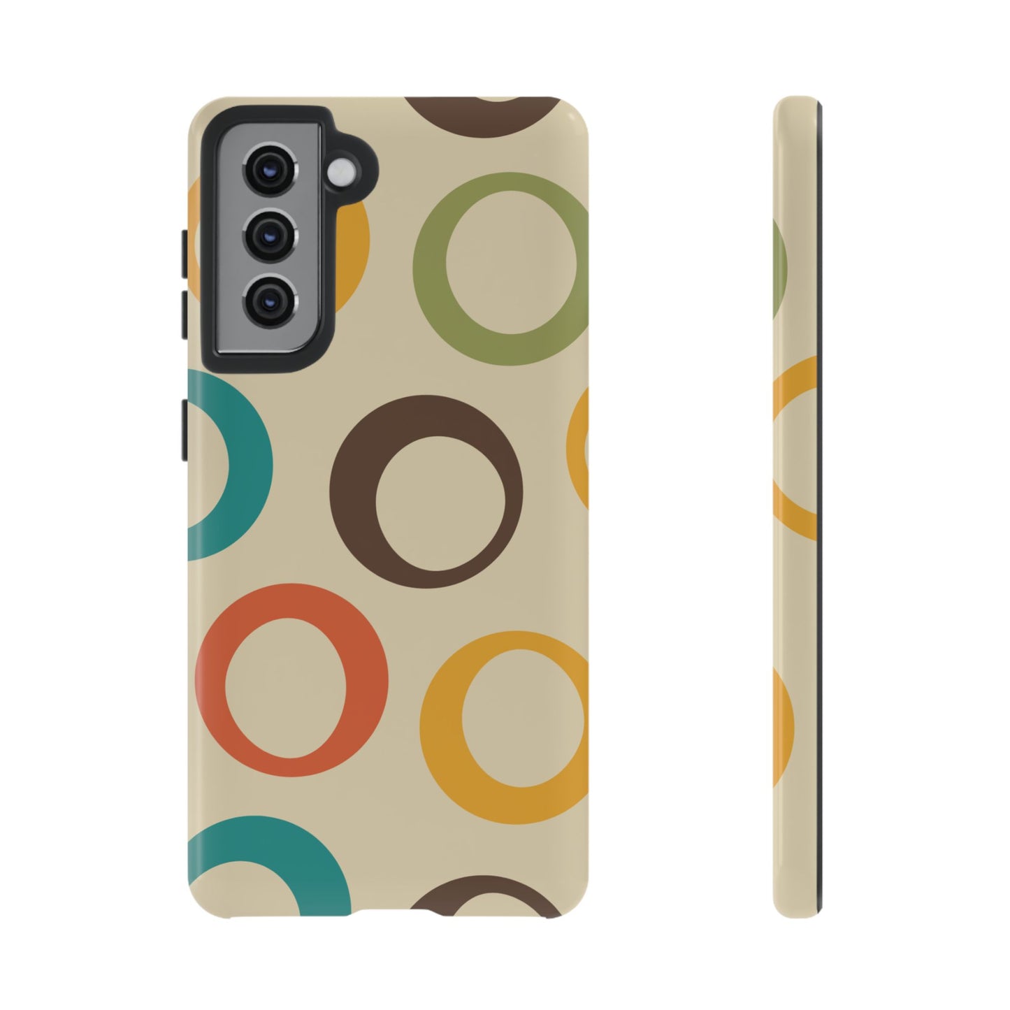 Retro Colorful Rings Samsung Galaxy Case – Shockproof, Matte Finish, Dual-Layer Protection