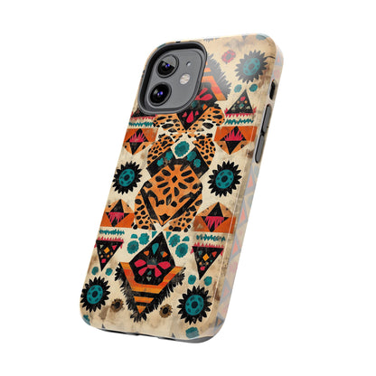 Bohemian Leopard & Tribal Floral Tough iPhone Case – Vibrant Eclectic Design, Dual - Layer Protection - BOGO Cases