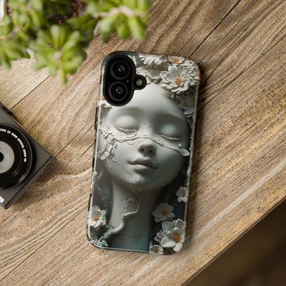 Coquette Statue & Florals Phone Case - Serene Beauty for Your Device - Ethereal Elegance - Marble Princess and Flowers - iPhones and Samsung - BOGO Cases