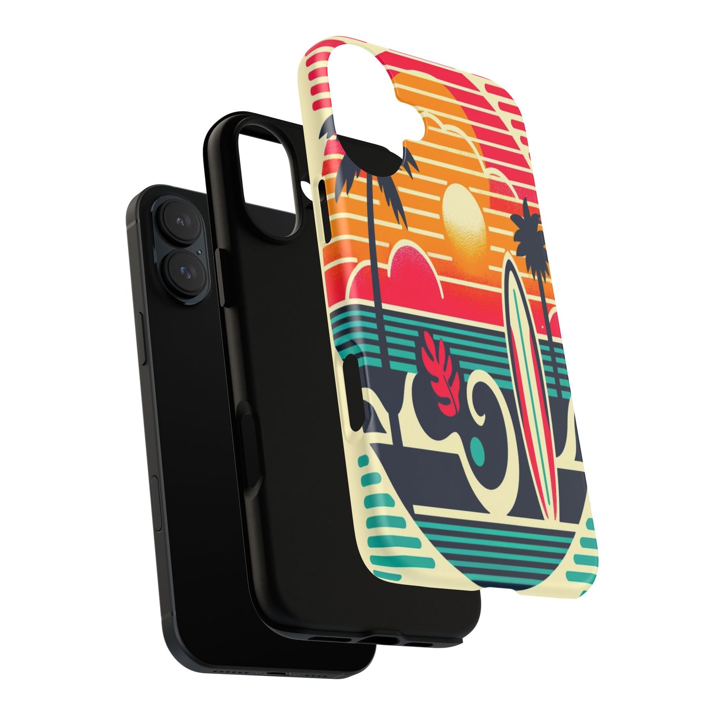 Retro Beach Vibes iPhone Case - Sunset Surfing Protective Cover