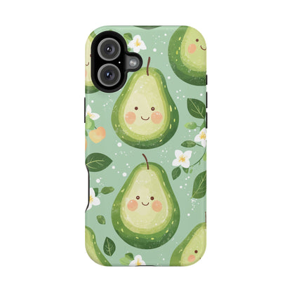 Smiling Avocados Tough MagSafe iPhone Case – Cute Avocado Design, Dual-Layer Protection