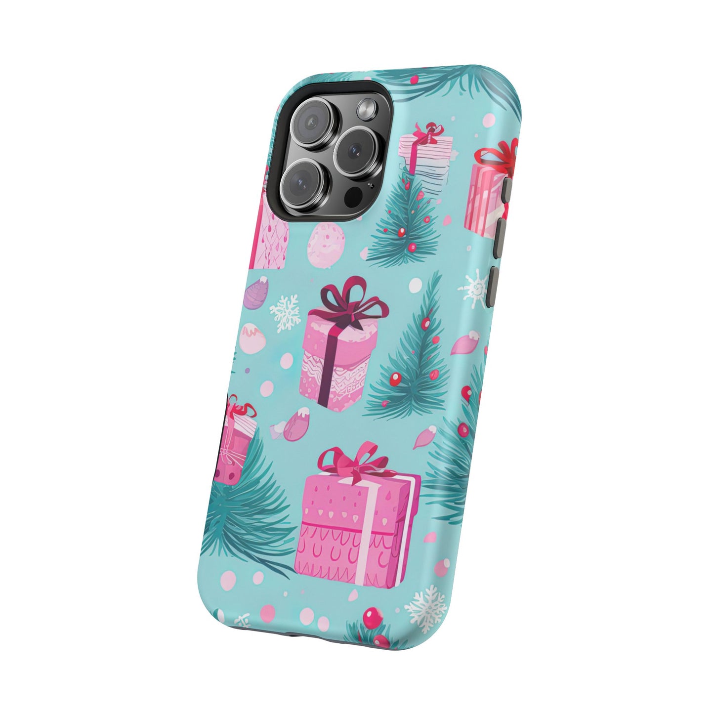 Festive Pink Christmas Gifts and Evergreen MagSafe iPhone Case – Holiday Theme, Protective Cover