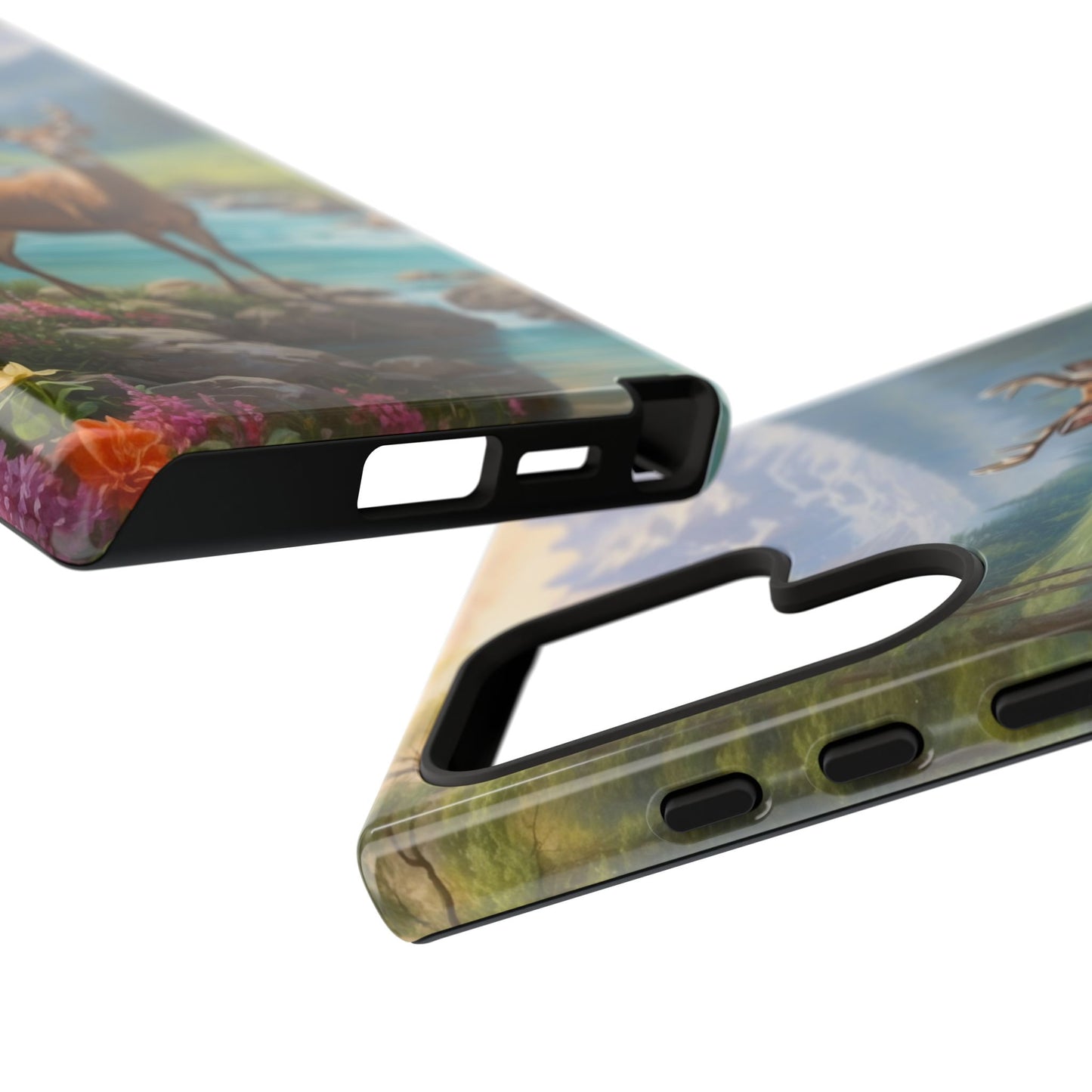 Alpine Serenity – Stag in Mountain Bliss Samsung Galaxy Phone Case