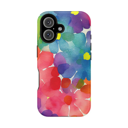 Rainbow Bloom Watercolor MagSafe iPhone Case – Slim Design, Glossy Finish