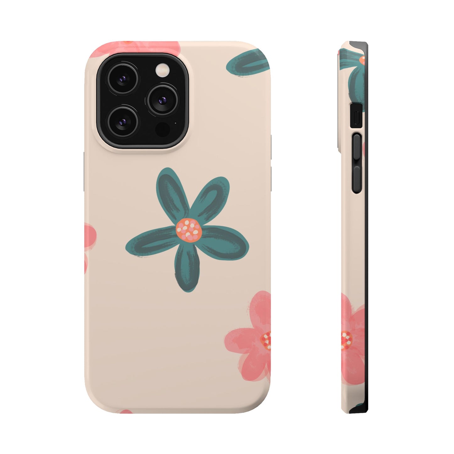 Vintage Floral Tough MagSafe iPhone Case – Soft Matte Finish with Dual-Layer Protection