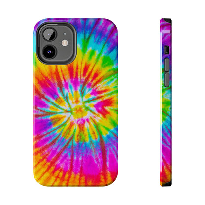 Rainbow Spiral Tie-Dye iPhone Case – Bright & Retro Design