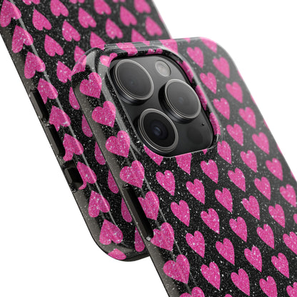 Glitter Pink Hearts iPhone Case