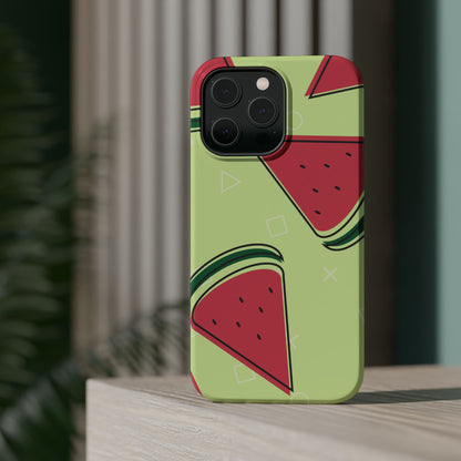 Watermelon Slice MagSafe iPhone Case – Fresh & Fun Design with Retro Geometric Pattern