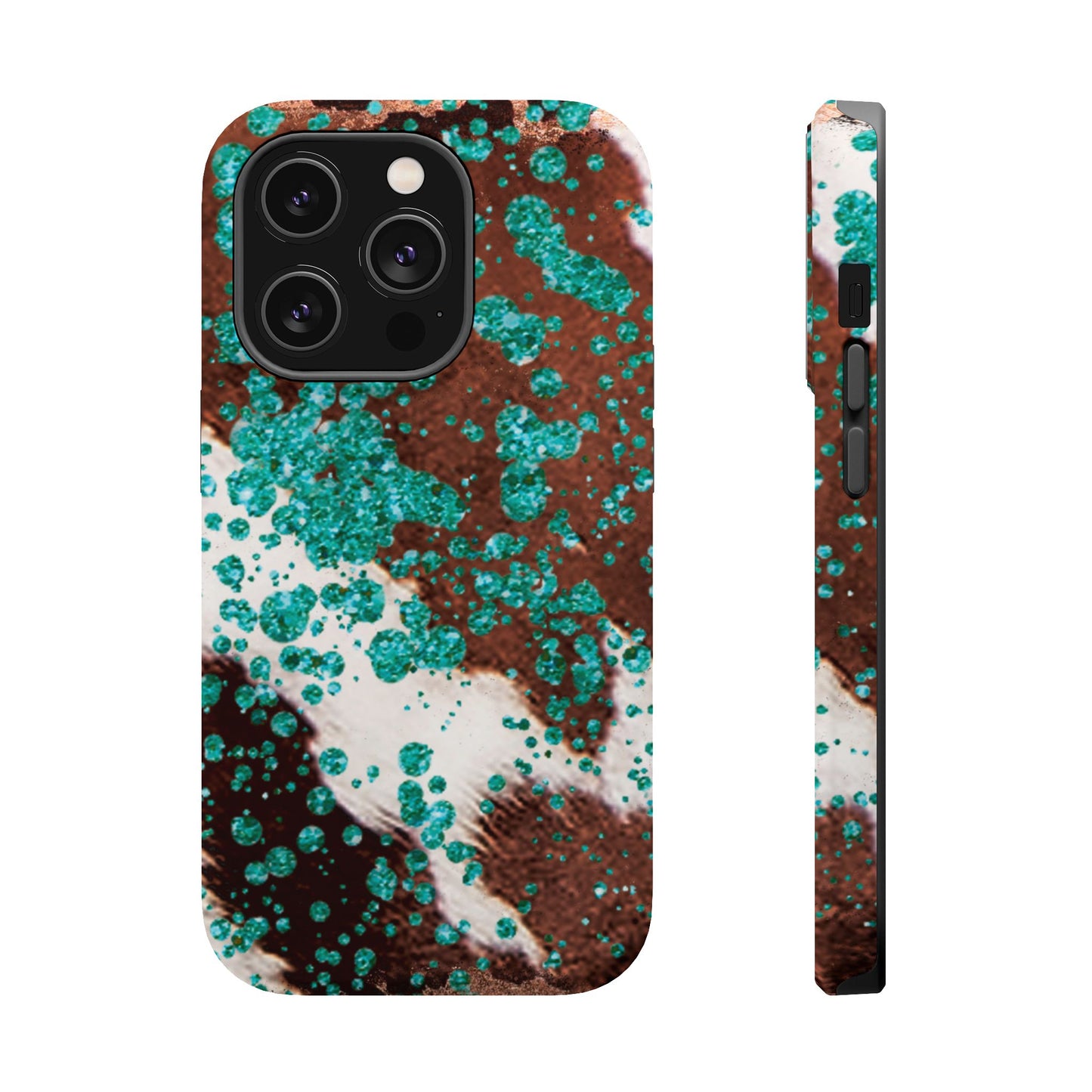 Teal Glitter Cowhide - MagSafe iPhone Series Case