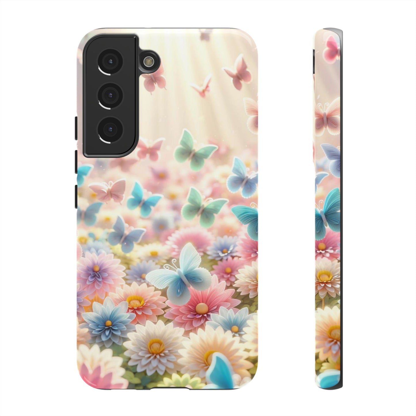 Butterfly Blossom Samsung Case - Pastel Floral Protective Cover