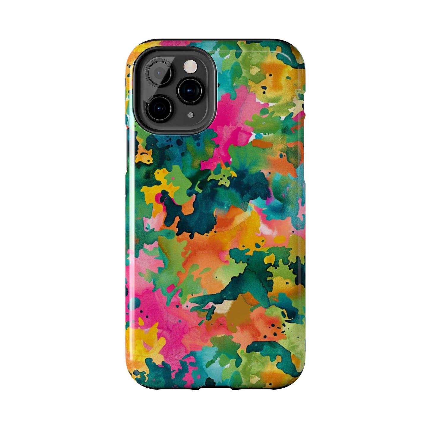 Vibrant Watercolor Splash iPhone Case – Bold Multicolor Artistic Design