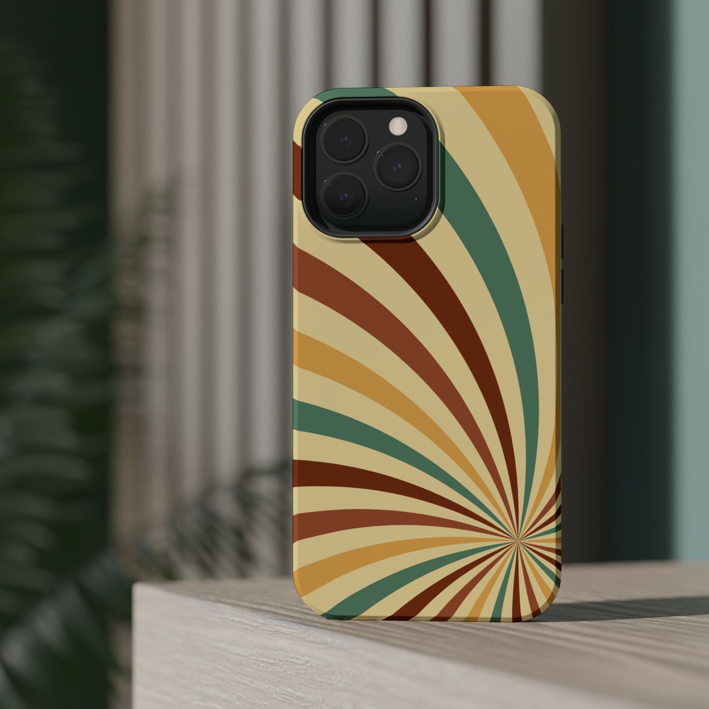 Earthy Retro Swirl MagSafe iPhone Case – Dual-Layer Protection with 70s-Inspired Earth Tones