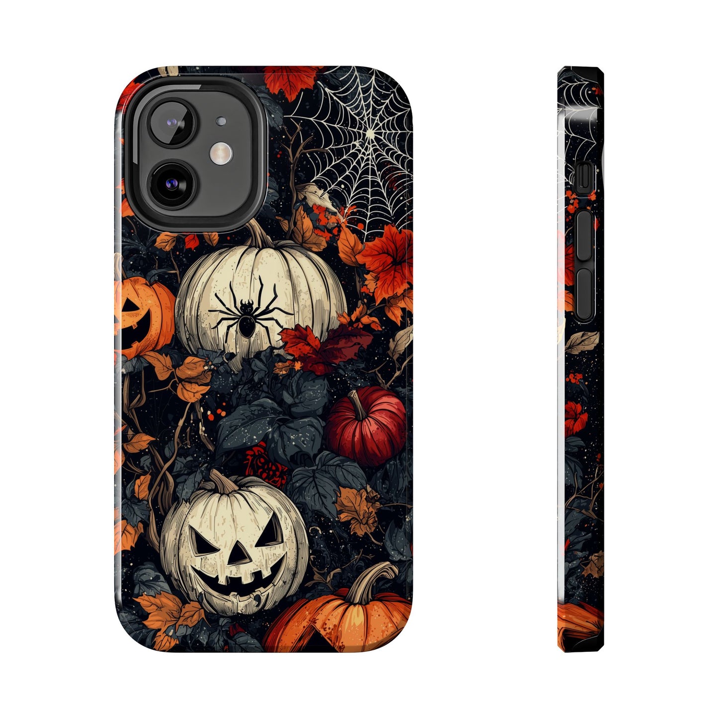 Hauntingly Elegant Halloween iPhone Case – Pumpkins, Spiders, and Autumn Leaves Design - BOGO Cases