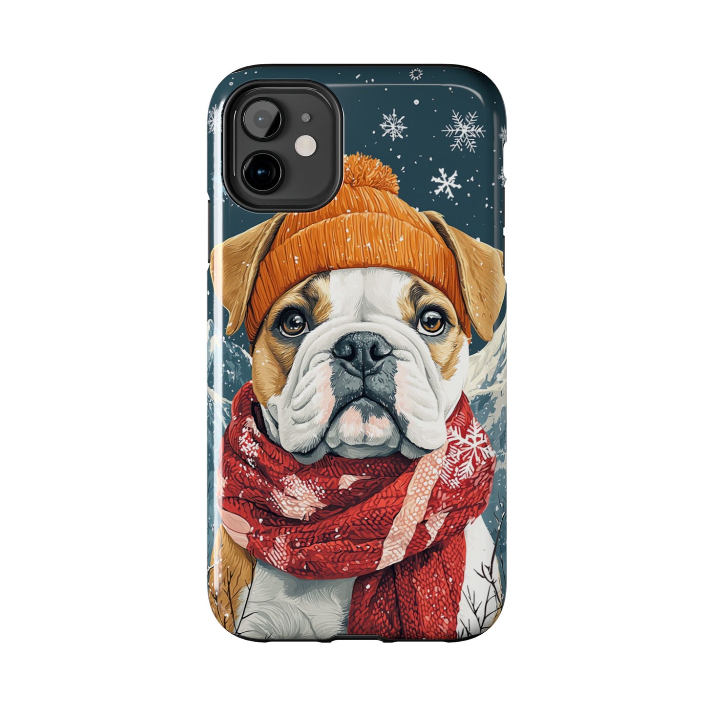 Cozy French Bulldog iPhone Case – Rustic Fireplace Protective Cover