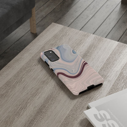 Marble Swirl Elegance – Samsung Galaxy Case in Blue & Blush Abstract Design