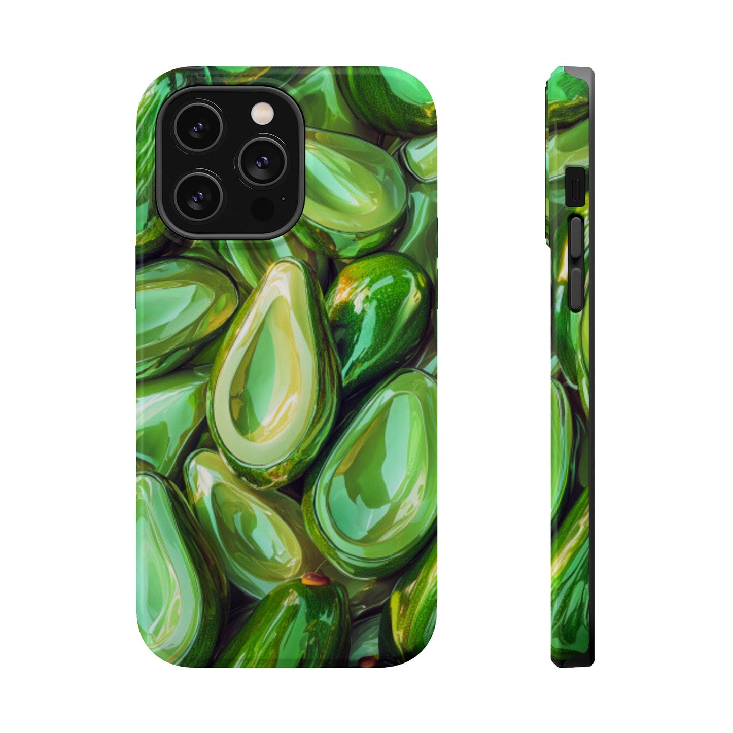 Glossy Avocado MagSafe iPhone Case – Sleek Green 3D Fruit Design, Durable and Stylish