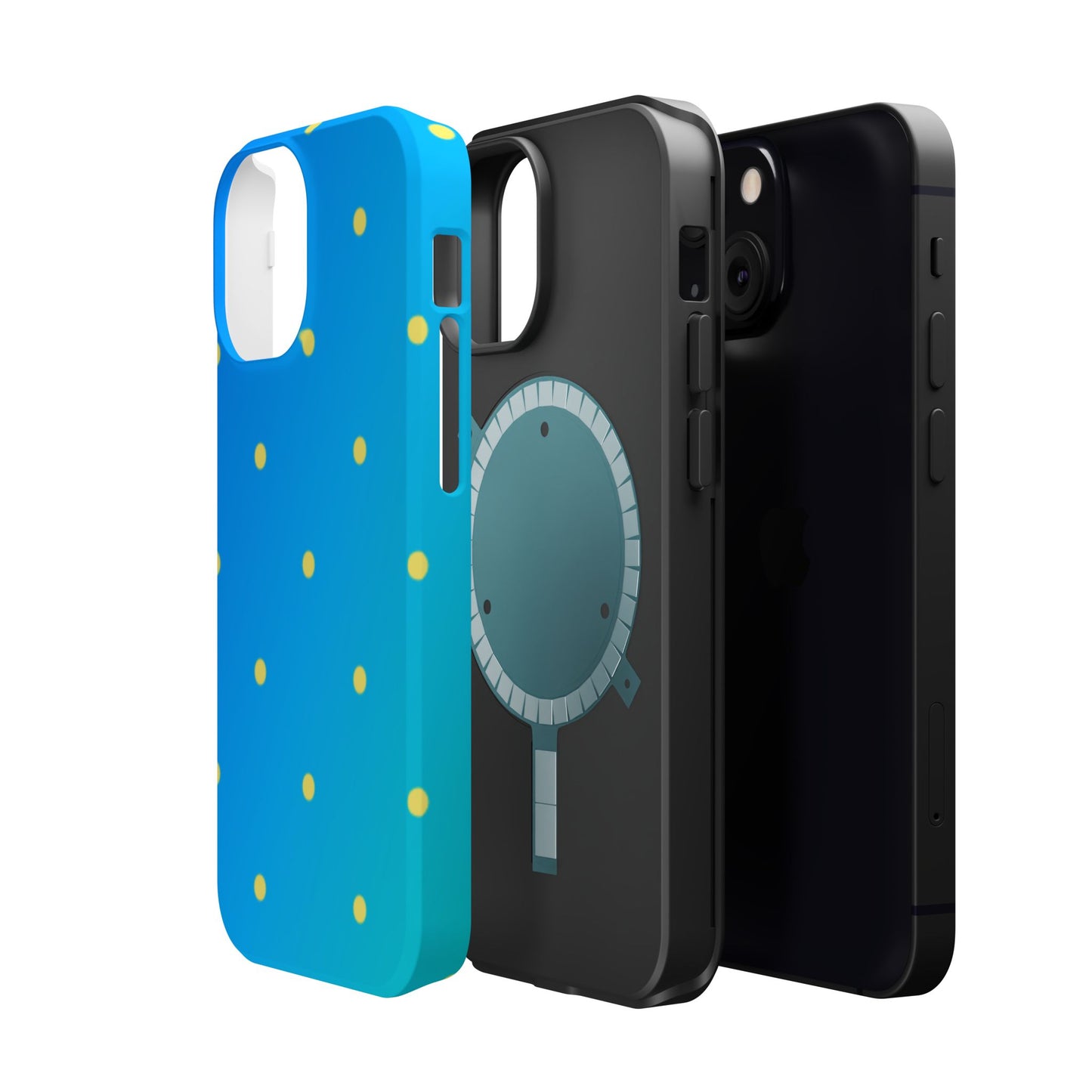 Blue Ocean Gradient Polka Dots MagSafe iPhone Case – Shockproof, Smooth Matte Finish, Dual-Layer Design