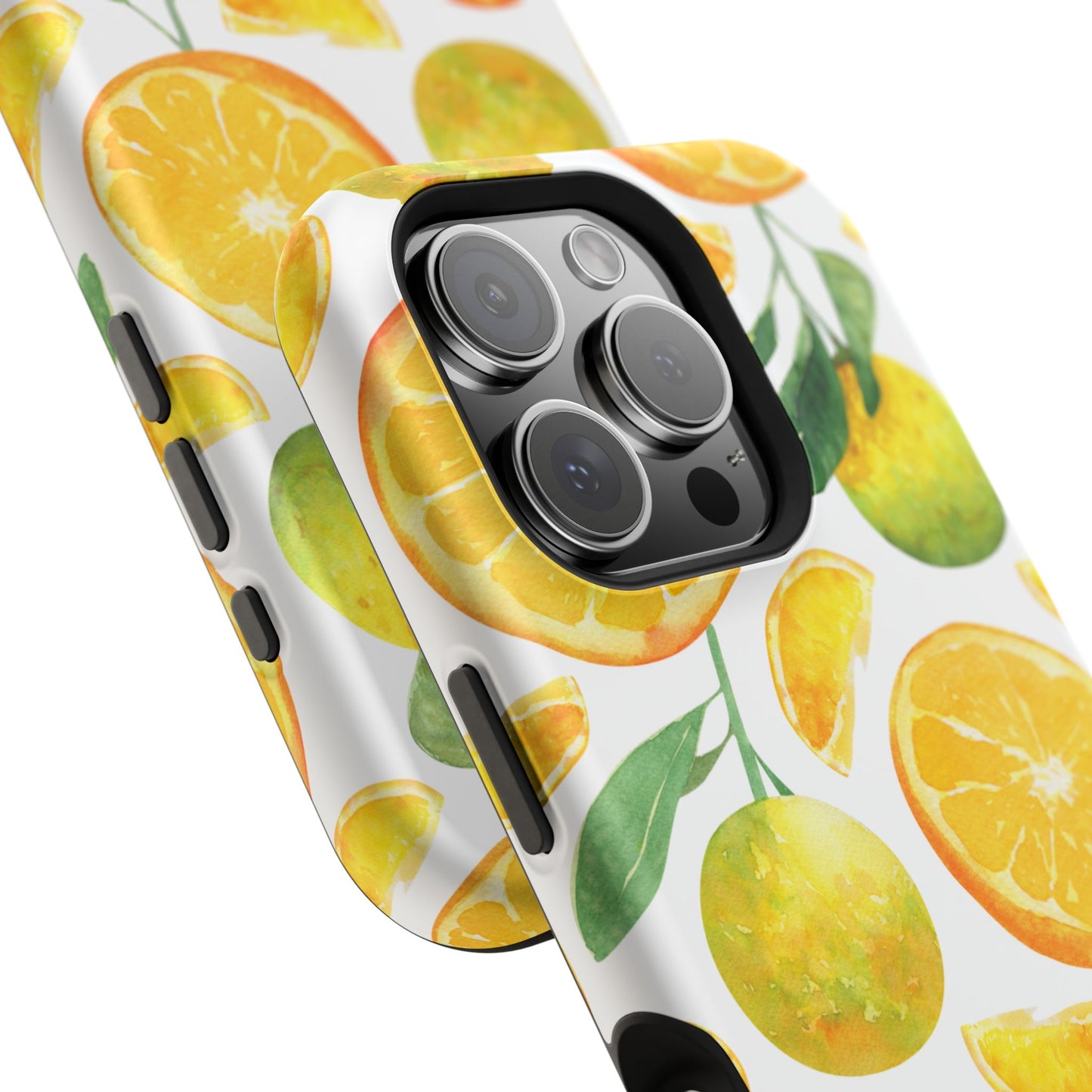 Sunny Citrus Grove Tough MagSafe iPhone Case – Watercolor Orange Design, Dual-Layer Protection