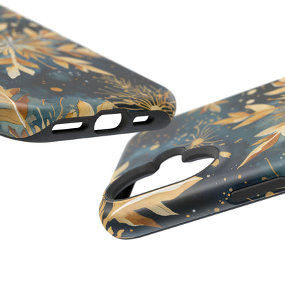 Gold Floral Snowflakes on Midnight Blue - MagSafe iPhone Series Case