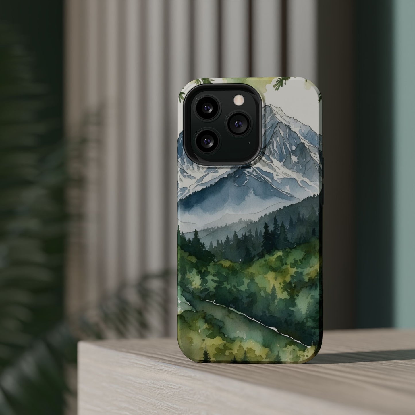 Watercolor Alpine Mountainscape - MagSafe iPhone Case