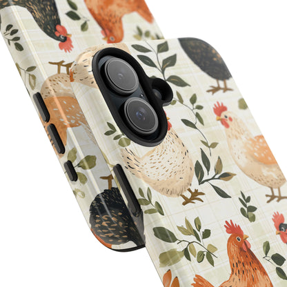 iPhone Case: Vintage Chicken Farmhouse Case – Rustic Leaves Design