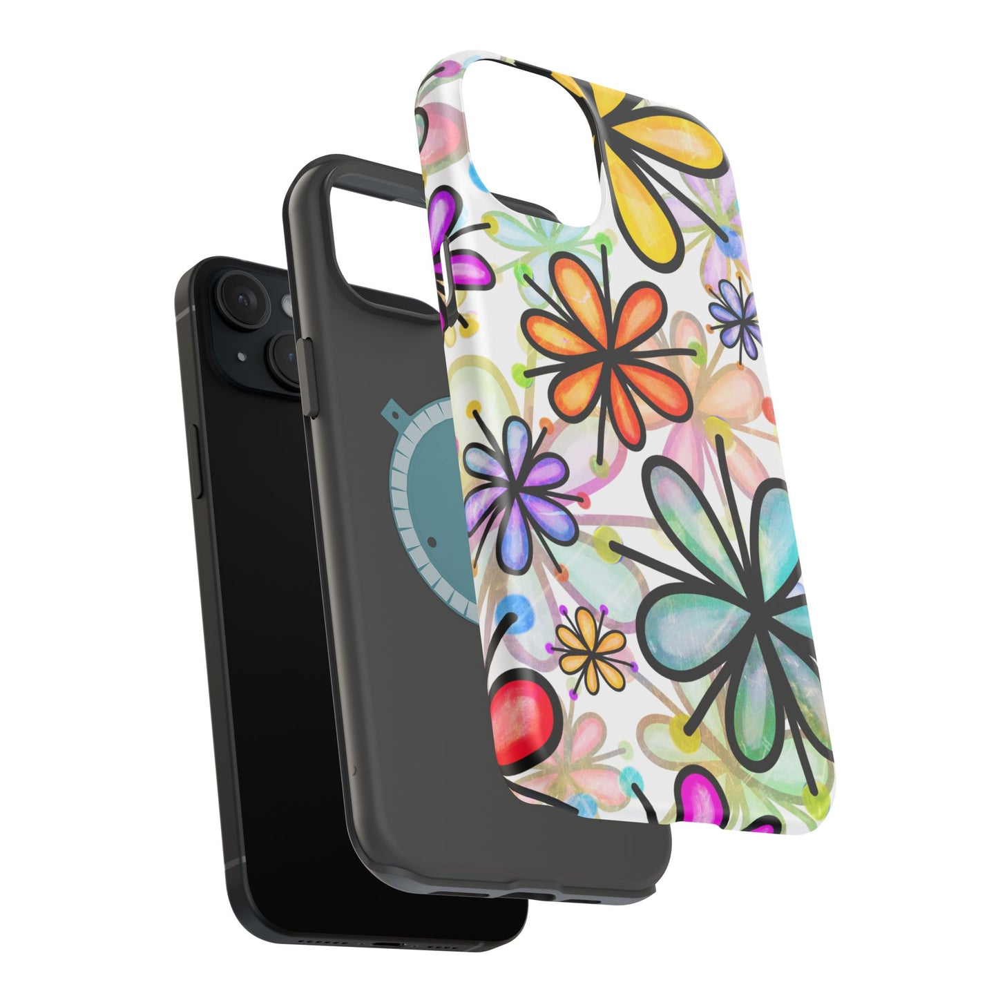 Retro Floral Pop MagSafe iPhone Case – Ultra-Slim Design, High-Gloss Finish