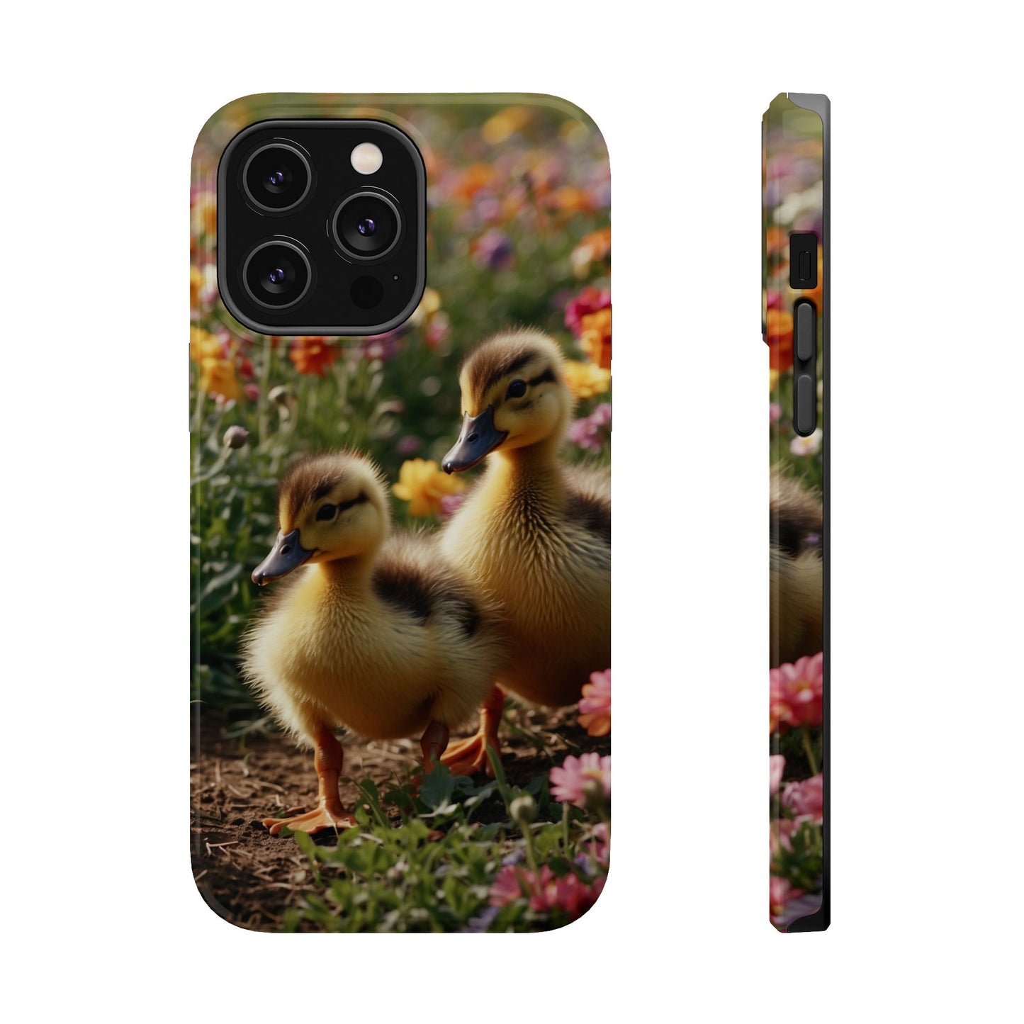 Charming Ducklings in Floral Garden - MagSafe iPhone Case