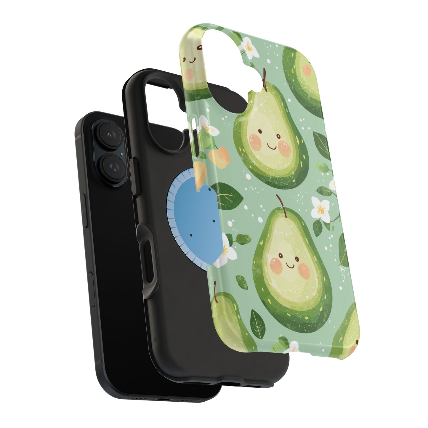 Smiling Avocados Tough MagSafe iPhone Case – Cute Avocado Design, Dual-Layer Protection