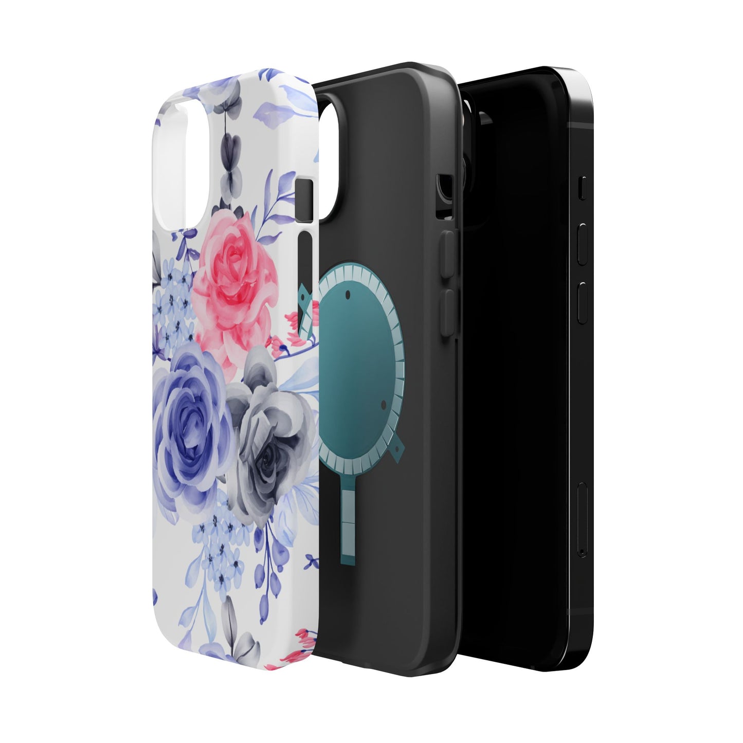 Elegant Blue Floral Watercolor Design – MagSafe iPhone Case