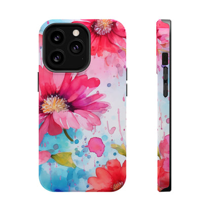 Vibrant Watercolor Red & Pink Floral - MagSafe iPhone Case