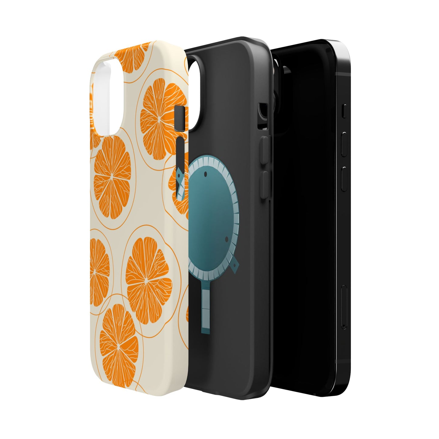 Citrus Burst Pattern Tough MagSafe iPhone Case – Bold Orange Design, Shockproof Protection