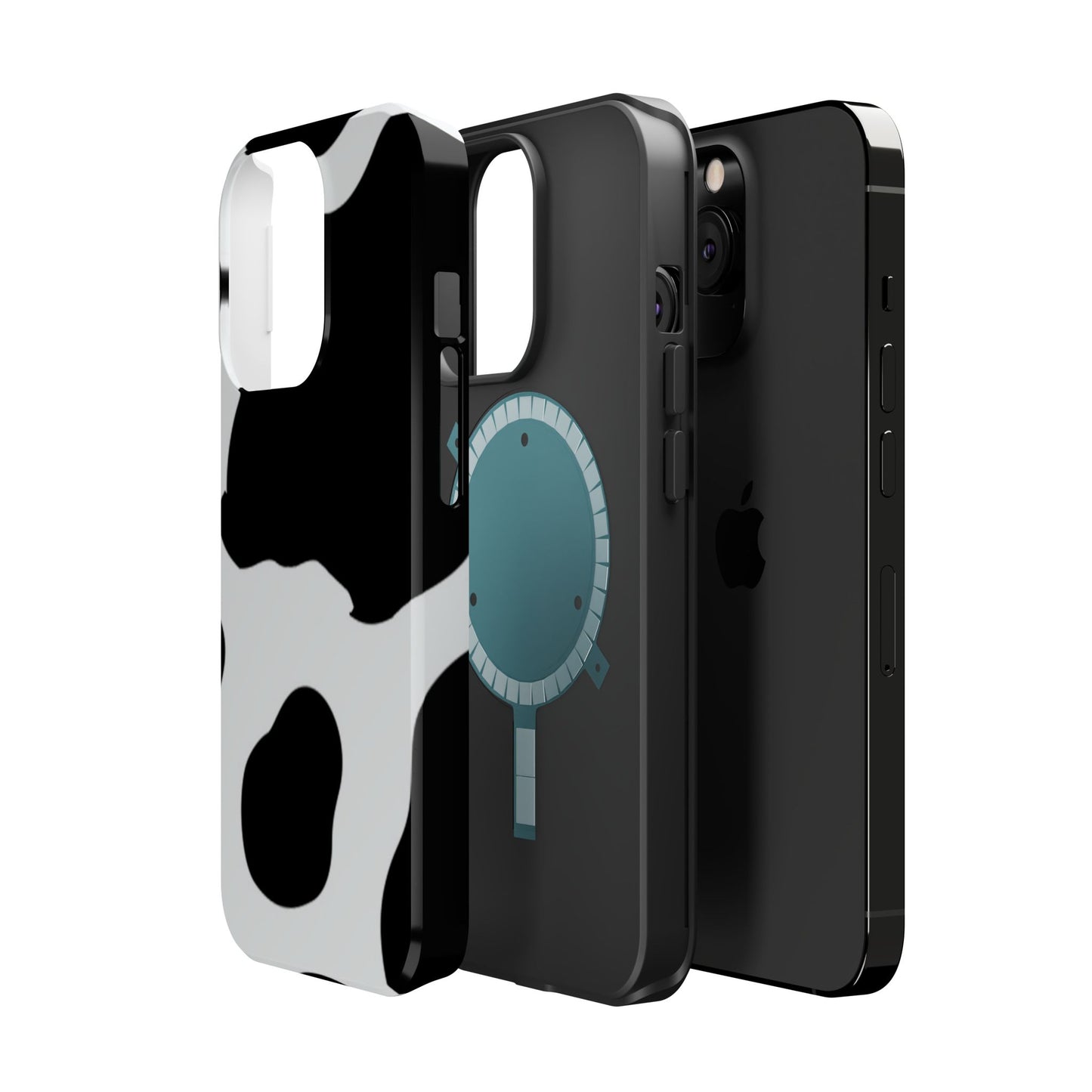 Bold Black and White Cow Print Tough MagSafe iPhone Case – Modern Animal Pattern with Dual-Layer Protection