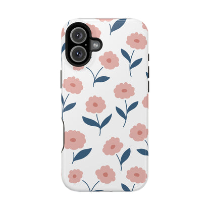 Playful Pink Floral Tough MagSafe  iPhone Case – Soft Pastel Design, Slim & Shockproof