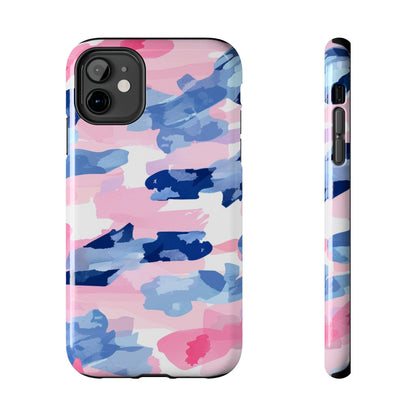 iPhone Case: Dynamic Pink & Navy Brushstroke Art