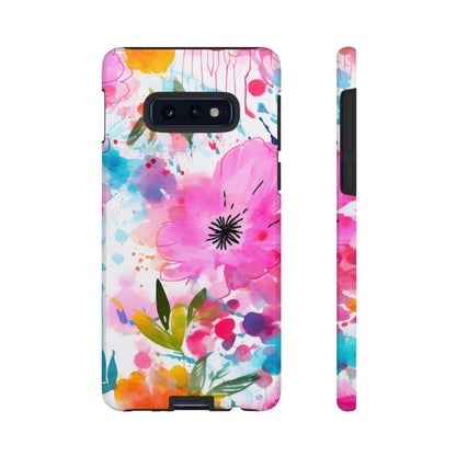 Color Splash Pink & Orange Watercolor Floral - Samsung Galaxy Case