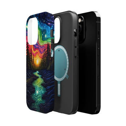 Celestial Nightscape MagSafe iPhone Case – Vibrant River and Starry Sky Design