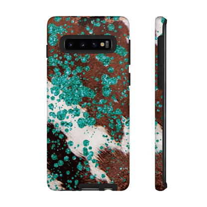 Teal Glitter Cowhide - Samsung Galaxy Series Case