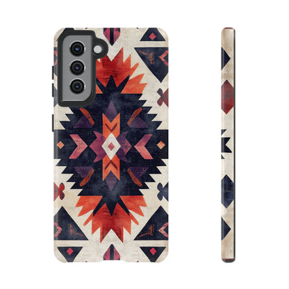 Boho Tribal Starburst Tough Samsung Galaxy  Case – Vibrant Geometric Design, Dual-Layer Protection