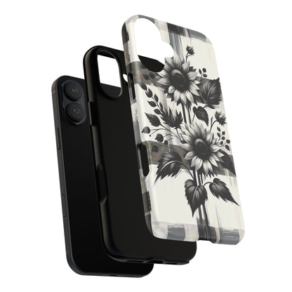 Black/White Sunflower Plaid Phone Case