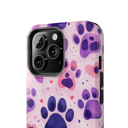 Purple Paw Print iPhone Case - Playful Pet Lover’s Protective Cover