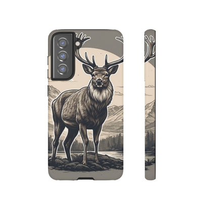 Monochrome Majesty – Regal Stag Samsung Galaxy Phone Case