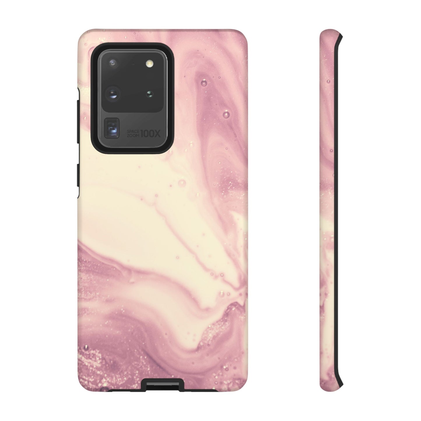 Blush Marble Glow – Samsung Galaxy Case with Rose Gold Swirl Design